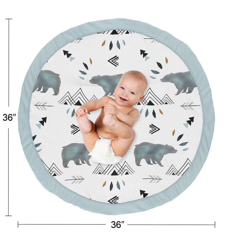 Sweet Jojo Designs Boy Baby Tummy Time Playmat Bear Mountain Blue Black and White, 5 of 6
