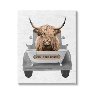 Stupell Industries Wash Your Horns Cattle Canvas Wall Art