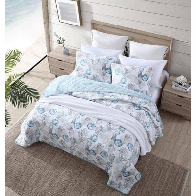 Twin Blue Cotton Reversible Quilt Set