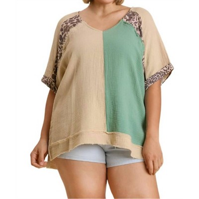 Women's Color Block Cotton Gauze Top - umgee