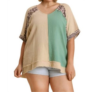 Women's Color Block Cotton Gauze Top - umgee - 1 of 4