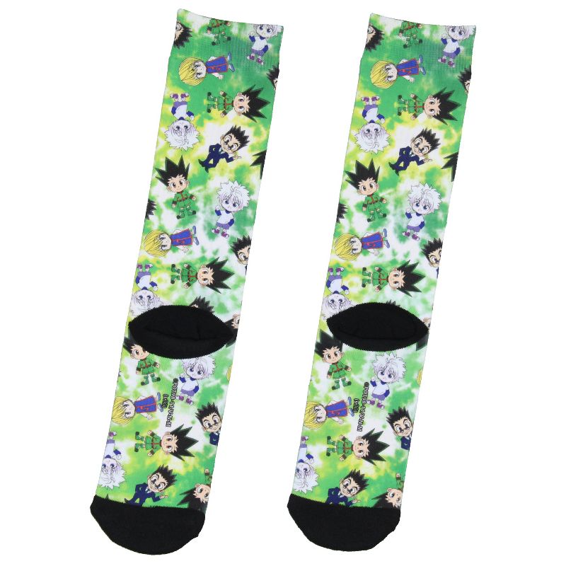 Hunter X Hunter Anime Mens' Chibi Characters Sublimated Adult Crew Socks 1 Pair Green, 2 of 5