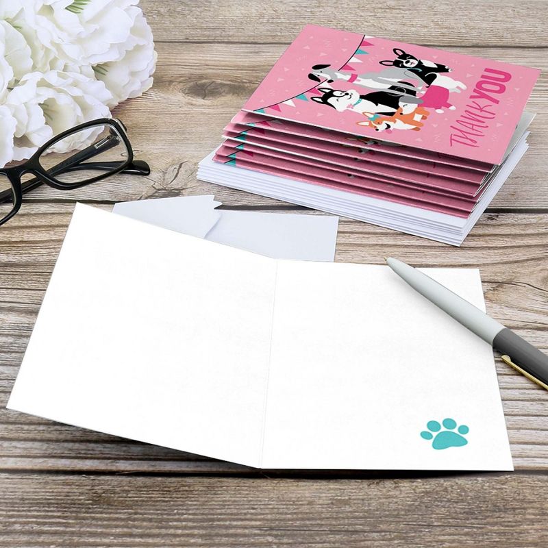 Big Dot of Happiness Pawty Like a Puppy Girl - Pink Dog Baby Shower or Birthday Party Thank You Cards (8 count), 5 of 7