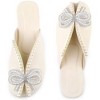 Perphy Women's Peep Toe Pearl Decor Slip-on Flat Slides Mules - 2 of 4