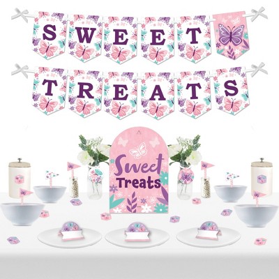 Big Dot of Happiness Beautiful Butterfly - DIY Floral Baby Shower or Birthday Party Sweet Treats Signs - Snack Bar Decorations Kit - 50 Pieces