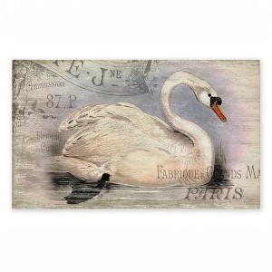 Stupell Industries French Swan Vintage Motif Printed Outdoor Door Mat, design by Suzanne Nicoll, 18"x30" - 1 of 4