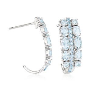 Ross-Simons 2.10 ct. t.w. Aquamarine and .50 ct. t.w. Swiss Blue Topaz Earrings in Sterling Silver - 1 of 3