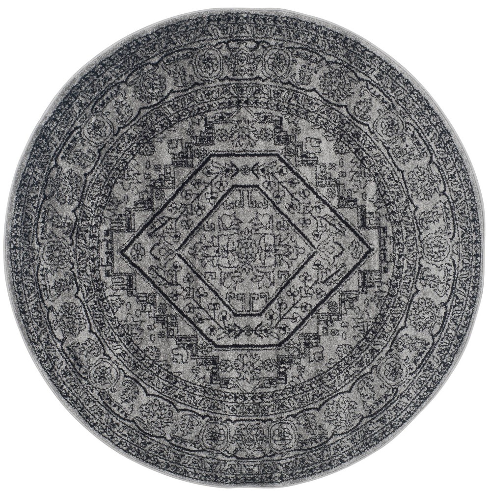 6' Round Aldwin Area Rug Silver/Black - Safavieh