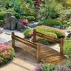 Outsunny Wooden Garden Bridge with Planters, Stained Finish Arc Footbridge with Safety Railings for Backyard, Pond Stream, Stained Wood - 2 of 4