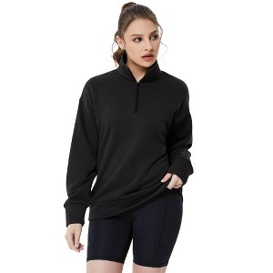 BLUEMING Womens Sweatshirts Polo Neck Quater Zipper Sweatshirts Athletic Tops for Gym Yoga Fall Athleisure - 1 of 4