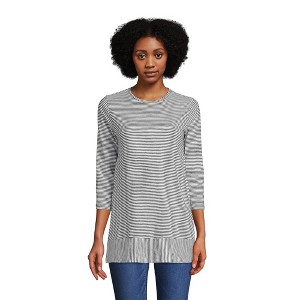 Lands' End Women's 3/4 Sleeve Slub Jersey Swing Tunic - 1 of 4