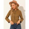 Allegra K Women's Faux Suede Stand Collar Zip Up Long Sleeve Moto Biker Jacket - 3 of 4