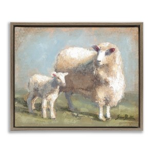 Stupell Industries Sheep & Lamb Family Farm Floating Frame Canvas Art - 1 of 4