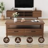 Farmhouse Coffee Table, Rectangle for Living Room, Center Table with 2 Drawers, Open Storage Shelf - 4 of 4