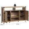 YESFASHION 59" Rattan Farmhouse Liquor Cabinet with Wine Racks, Wood Color Wine Display Furniture, Modern Home Wine Rack Cabinet - 2 of 4
