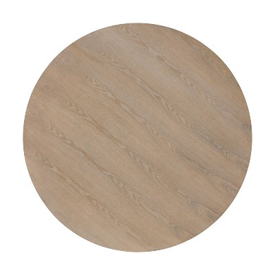 Beige Round Reclaimed Wood Farmhouse Dining Table