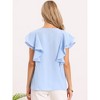 INSPIRE CHIC Women's Ruffled Short Sleeve V Neck Button Down Summer Casual Blouses - 3 of 4