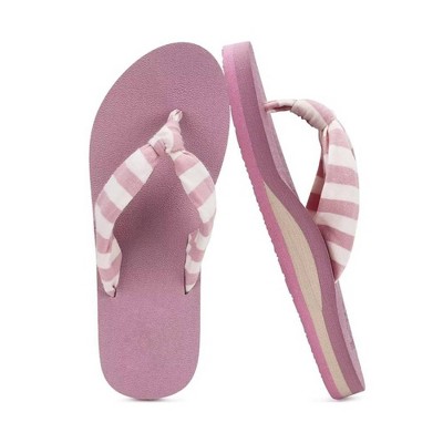 TIME HOLLOW Pink White Flip Flops With Arch Support