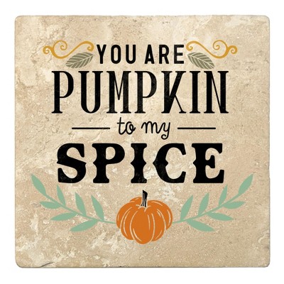 Christmas by Krebs Set of 4 Ivory and Black "YOU ARE PUMPKIN to my SPICE" Square Coasters 4"