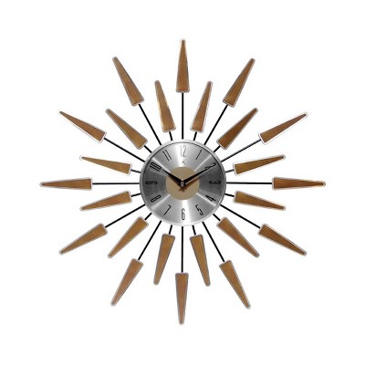 23" Satellite Retro Aluminum Wall Clock Brown - Infinity Instruments