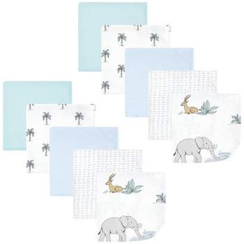 Hudson Baby Infant Boy Flannel Cotton Washcloths, Boy Safari World 10-Pack, One Size
