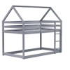 DOMETOUR Twin over Twin Rubber Wood Floor Bunk Bed, with ladder,Guardrails,House-Shaped-Bunk Bed,Grey - 4 of 4