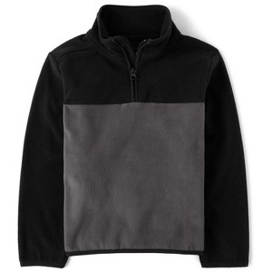 The Children's Place Boys Long Sleeve Colorblock Microfleece Half Zip Pullover - 1 of 2