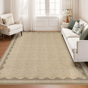 homfan Scalloped Washable Rug w/ Non-Slip Back - Modern Low-Pile Carpet for Living Room, Bedroom - 1 of 4