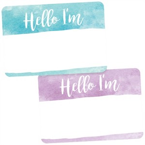Avery Adhesive Name Tags, Hello I'm, Teal & Purple Watercolors,  2-1/3" x 3-3/8", 80 Name Stickers (80025) - 1 of 4