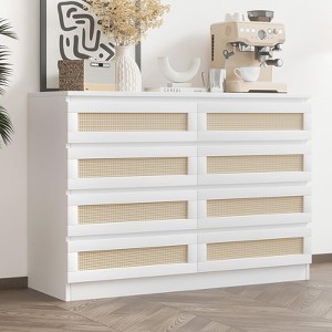 Garvee 8 Drawer Rattan Dresser, Multi-Purpose Wood Storage Chest for Bedroom, Living Room, Entryway, TV Stand - 1 of 4