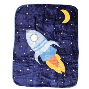 Luvable Friends Baby Boy High Pile Plush Blanket, Spaceship, One Size - 1 of 1
