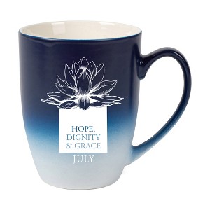 Elanze Designs Hope Dignity And Grace Two Toned Ombre Matte Navy Blue and White 12 ounce Ceramic Stoneware Coffee Cup Mug - 1 of 4