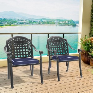 PAGED 2PC/4PC/6PC Patio Dining Chairs,Outdoor Dining Chairs with Black Frame and Cushions,Aluminum Chairs Suitable for Patio,Garden,Black - 1 of 4