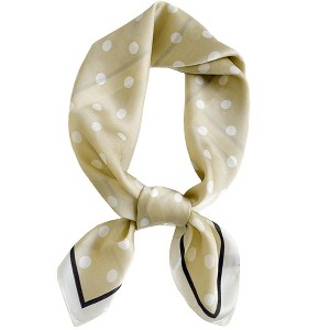 Elerevyo Women's Satin Polka Dots Square Contrast Color Silky Neck Scarves 27.6" 1 Pc - 1 of 4