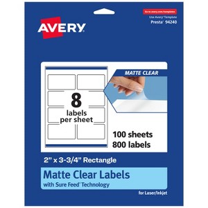 Avery Matte Clear Labels,  2" x 3-3/4" Rectangle - 1 of 4