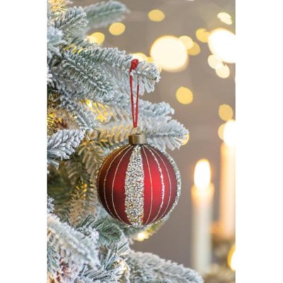 Maggift Decorative Objects Christmas Ball Ornaments Glass Decorative Hanging Ball Christmas Tree Ornaments Set of 6, Red, 3.9"*3.9"*3.9"