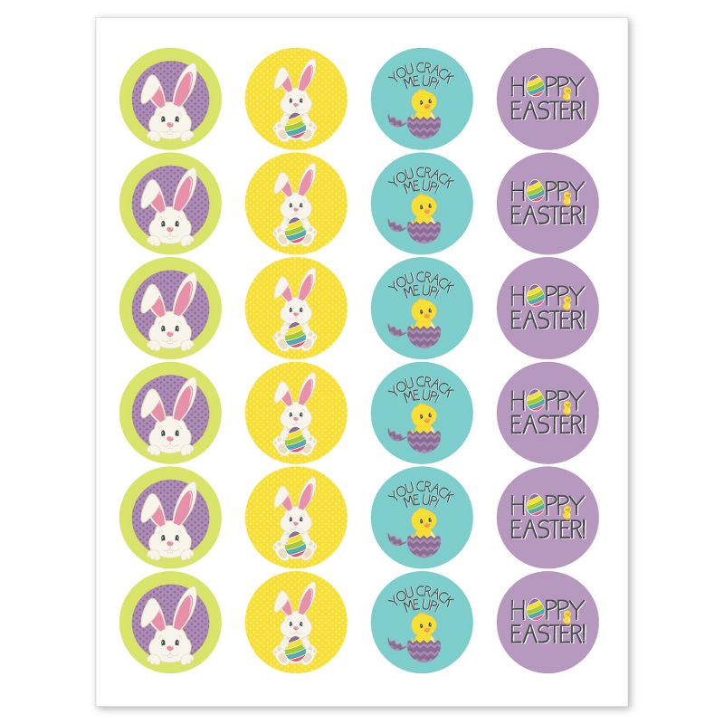 Big Dot of Happiness Hippity Hoppity - Assorted Easter Bunny Party Circle Sticker Labels - 24 Count, 2 of 6