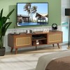 Rattan TV Stand, Mid Century Modern TV Stand for 55/60/65 inch TV, Boho Rattan TV Cabinet - 2 of 4