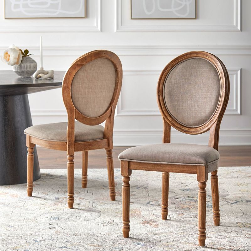 Set of 2 Toscana Linen Dining Chairs Beige - Lifestorey, 3 of 5