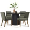 5-Piece Round Dining Table Set, 46'' Black Wood Pedestal Table with 4 Beige Linen Upholstered Chairs, Modern Farmhouse Dining Room Set-Maison Boucle - 2 of 4