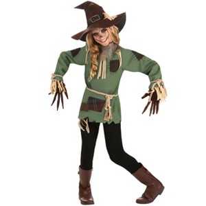 HalloweenCostumes.com Girls Scary Green Scarecrow Costume | Scarecrow Costumes - 1 of 4