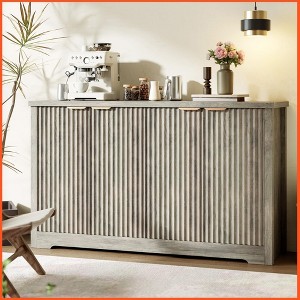 Fluted Buffet Sideboard Cabinet with Storage,4 Doors & Adjustable Shelf,Handle,Spacious Tabletop - 1 of 4