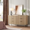 Fluted 6 Drawer Dresser, Wide Wood Double Dresser with Metal Legs and Handles - 3 of 4