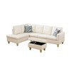 DOMETOUR Modern 3-Piece Living Room Sofa Set (Sofa+Left Side Chaise+Ottoman) - 3 of 4