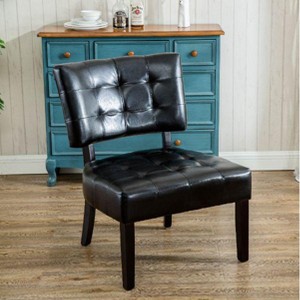 CAVINAS Blended Leather Tufted Accent Chair with Oversized Seating, Durable PU Leather and Hardwood Frame - 1 of 4