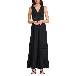 Lands' End Women's Cotton Modal Embellished Trim Maxi Dress - 1 of 4