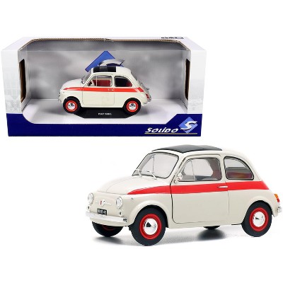 1960 Fiat 500 L Nuova Sport Cream with Red Stripes 1/18 Diecast Model Car by Solido
