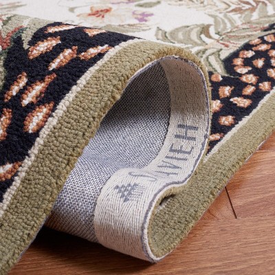 Chelsea Cream and Black Floral Wool Hand-Hooked Area Rug