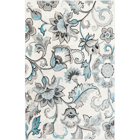 Home Dynamix Boho Andorra Transitional Damask Area Rug, Grey/Blue