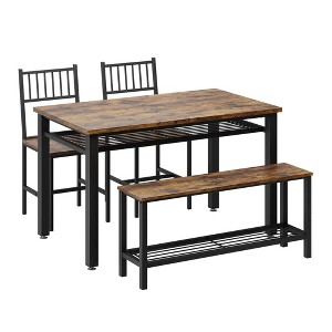 Modern Kitchen Table Chairs Set for 4,with Bench and Chairs,Kitchen Table Set with Storage Rack for Dining Room/Farmhouse/Kitchen/Apartment - 1 of 1